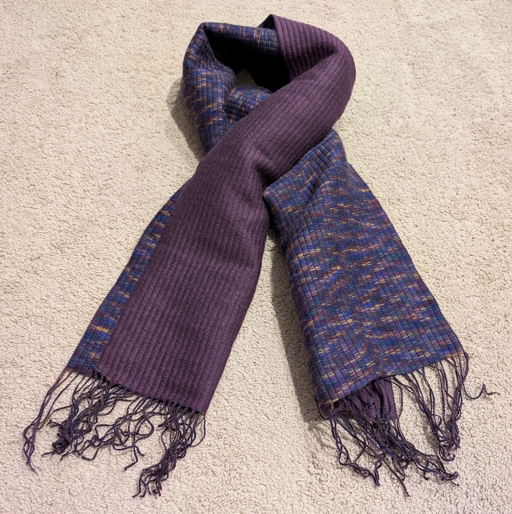 Reversible Purple Scarf with Fringe
